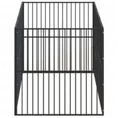 Greatstore Pasja ograda 8 panelov črno pocinkano jeklo
