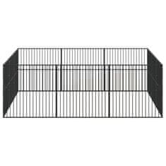 Greatstore Pasja ograda 12 panelov črno pocinkano jeklo