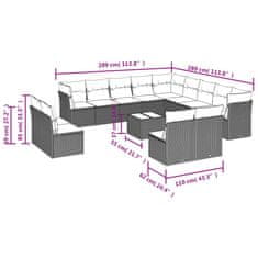 Vidaxl 14 kosov Garden Sofa Set z blazinami Brown Poly Rattan