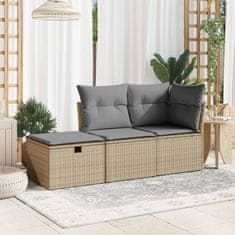 Vidaxl Vrtni stolček z blazino bež 55x55x37 cm poli ratan