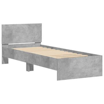 Vidaxl Posteljni okvir z vzglavjem betonsko siv 90x200 cm inž. les