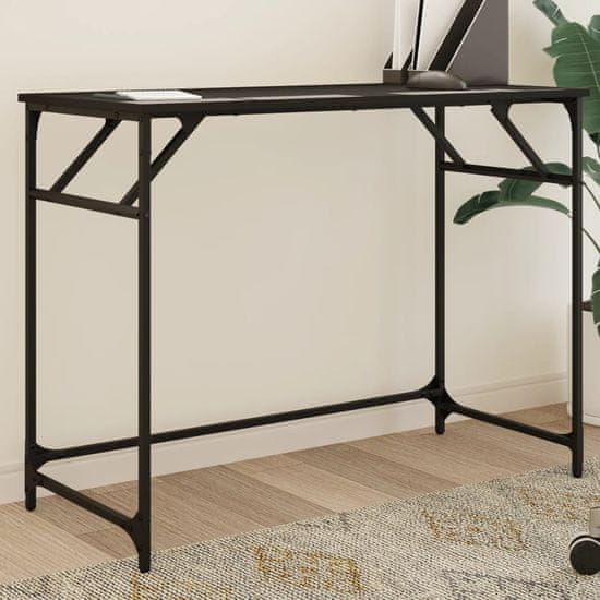 Vidaxl Pisalna miza črna 100x45x76 cm inženirski les in prašno jeklo