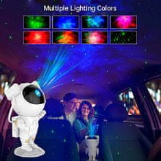 Netscroll Nočni projektor v obliki astronavta z LED lučko, ki daje učinek galaksije, USB polnjenje, časovnik, daljinec, vrtljiva roka in glava, ideja za darila, darila za otroke AstronautLamp