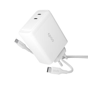 EPICO omrežni polnilnik GaN z 2m kablom, 100W, USB-C, bel (9915101100185)