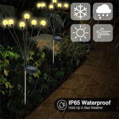 Netscroll Solarna vrtna svetilka s 6 lučkami, solarne lučke kresničke, za vrt, teraso, dvorišče, vodoodporne, solarno polnjenje, avtomatski prižig, prihranek elektrike, FireflyLights