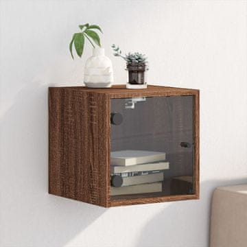 Vidaxl vidaXL Nočna omarica s steklenimi vrati rjav hrast 35x37x35 cm