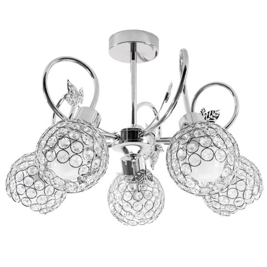 Toolight Kristalni lestenec s kovinskimi listi APP636-5C