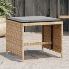 Vidaxl Vrtni stolčki z blazinami 4 kosi bež 40x40x35 cm poli ratan