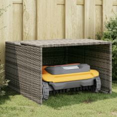 Vidaxl Garaža za robotsko kosilnico siva 86x90x52/57 cm poli ratan