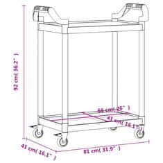 Vidaxl 2-nadstropni voziček siv 81x41x92 cm aluminij