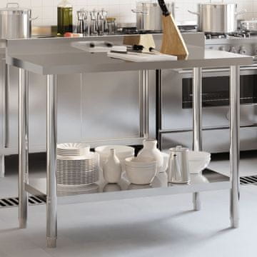 Vidaxl vidaXL Kuhinjska delovna miza z robom 110x55x93 cm nerjaveče jeklo