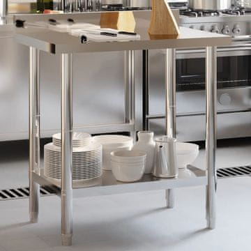 Vidaxl vidaXL Kuhinjska delovna miza z robom 82,5x55x93 cm nerjaveče jeklo