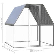 Vidaxl Kokošnjak srebrn in siv 2x2x2 m pocinkano jeklo