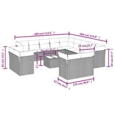 Vidaxl 14 kosov Garden Sofa Set z blazinami Brown Poly Rattan