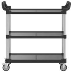 Greatstore 3-nadstropni voziček črn 99x50x96 cm aluminij