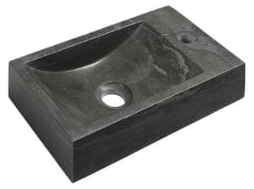 SAPHO Elegantno Kamnit Umivalnik BLOK Antracit 40x22 cm - Baterija Desno