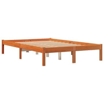 Vidaxl Posteljni okvir brez vzmetnice voščeno rjav 135x190 cm borovina