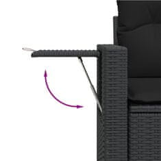 shumee Vrtna sedežna garnitura 7-delna z blazinami črn poli ratan