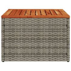 Vidaxl Vrtna miza siva 55x55x37 cm poli ratan in akacijev les