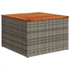 Vidaxl Vrtna miza siva 55x55x37 cm poli ratan in akacijev les