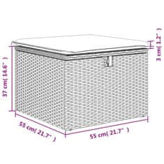 Vidaxl Vrtni stolček z blazino črn 55x55x37 cm poli ratan