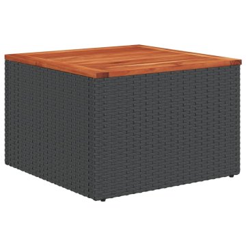Vidaxl Vrtna miza črna 55x55x37 cm poli ratan in akacijev les