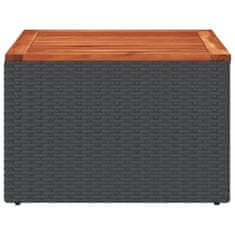 Vidaxl Vrtna miza črna 55x55x37 cm poli ratan in akacijev les