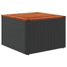 Vidaxl Vrtna miza črna 55x55x37 cm poli ratan in akacijev les