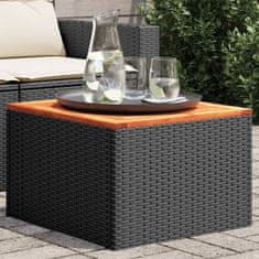 Vidaxl Vrtna miza črna 55x55x37 cm poli ratan in akacijev les