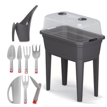 botle Mini rastlinjak Sadilnik za lonce za gojenje Antracit antracit 59,6x75,3 cm Škatla za rastline Cvetlična škatla s pokrovom Dvignjena postelja Cvetlični lonec Gojenje zelenjave Vrtnarjenje Sadike Svež