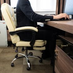 Malatec Nastavljiv vrtljiv pisarniški stol z oporo za noge gumi kolesa krem