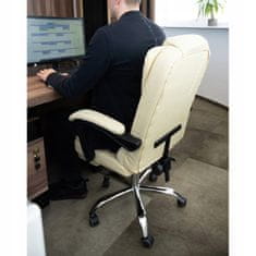 Malatec Nastavljiv vrtljiv pisarniški stol z oporo za noge gumi kolesa krem