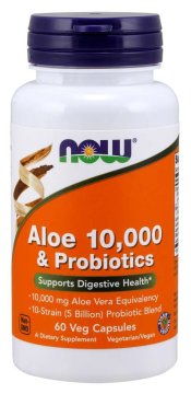 NOW Foods NOW Aloe 10000 & Probiotics (aloe vera s probiotiki), 60 rastlinskih kapsul