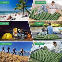 Netscroll Ultra lahka napihljiva blazina z vzglavjem in vgrajeno pumpo/tlačilko, idealna za kampiranje, ležanje na plaži ali travniku, odlično darilo za pohodnike in popotnike, 193x58 cm, SleepMat