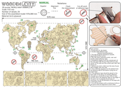 Wooden city Lesen zemljevid z živalmi velikosti M (57x38cm)