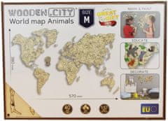 Wooden city Lesen zemljevid z živalmi velikosti M (57x38cm)