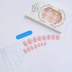 BRILIANTO Samolepilne nalepke za nohte, Predlakirane lak nalepke za nohte - pedikura (14kom) | BRILIANTO - puder roza