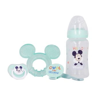 Mickey Mouse Miki Miška - Komplet za dojenčka (steklenička z dudo 240ml, anatomski sesalec, grizalo, držalo za grizalo) (Kul)