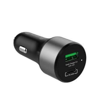 Crong Crong Power Car Charger 63W – USB-C PD 45W + USB QC 3.0 18W avtopolnilec (črn)