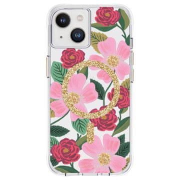 Rifle Paper Prozoren ovitek Rifle Paper MagSafe - ovitek za iPhone 14 / iPhone 13 z zlato dekoracijo (Rose Garden)