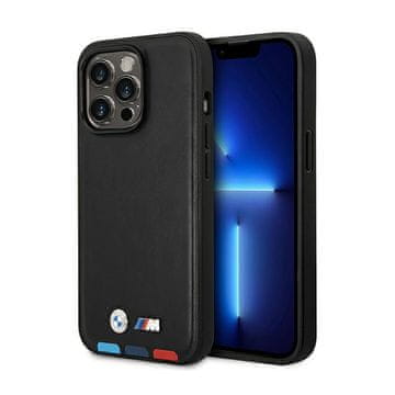 shumee BMW usnjen ovitek Hot Stamp Tricolor MagSafe za iPhone 14 Pro Max (črn)