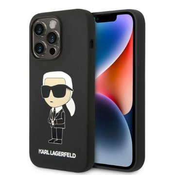 shumee Silikonski ovitek Karl Lagerfeld NFT Ikonik MagSafe za iPhone 14 Pro Max (črn)