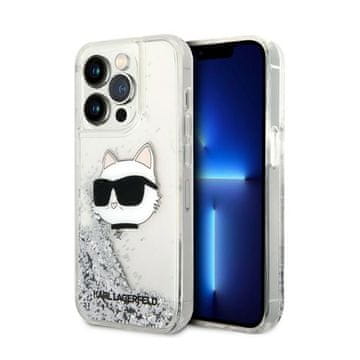 Karl Lagerfeld Ovitek Karl Lagerfeld Liquid Glitter NFT Choupette Head – iPhone 14 Pro (srebrn)