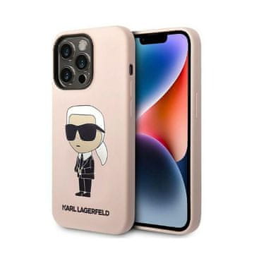 Karl Lagerfeld Silikonski ovitek Karl Lagerfeld NFT Ikonik - iPhone 14 Pro (roza)