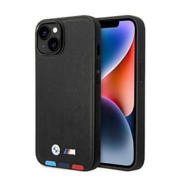 shumee BMW usnjen ovitek Hot Stamp Tricolor MagSafe za iPhone 14 Plus (črn)