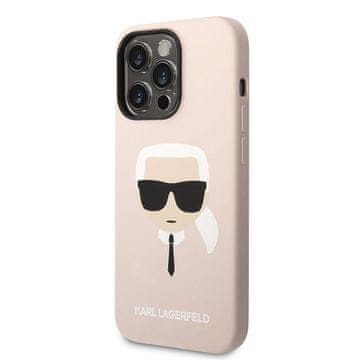 Karl Lagerfeld Silikonski ovitek Karl Lagerfeld Ikonik Karl`s Head MagSafe za iPhone 14 Pro Max (roza)
