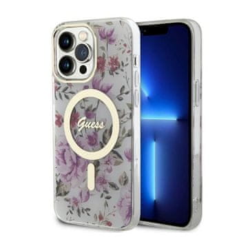 Guess Ovitek Guess Flower MagSafe - iPhone 14 Pro Max (prozoren)