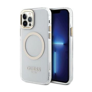 Guess Ovitek Guess Metal Outline MagSafe za iPhone 12 / iPhone 12 Pro (prozoren / zlat)