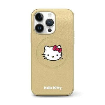 HELLO KITTY Ovitek Hello Kitty Leather Kitty Head MagSafe za iPhone 15 (zlat)