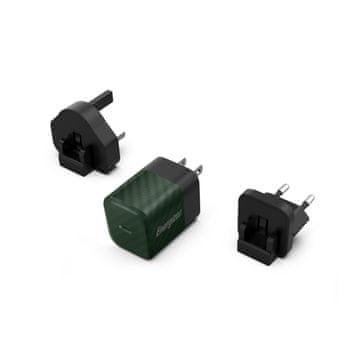 Energizer Energizer Ultimate - Multiplug EU/UK/US GaN USB-C 20W PD stenski polnilnik (zelen)